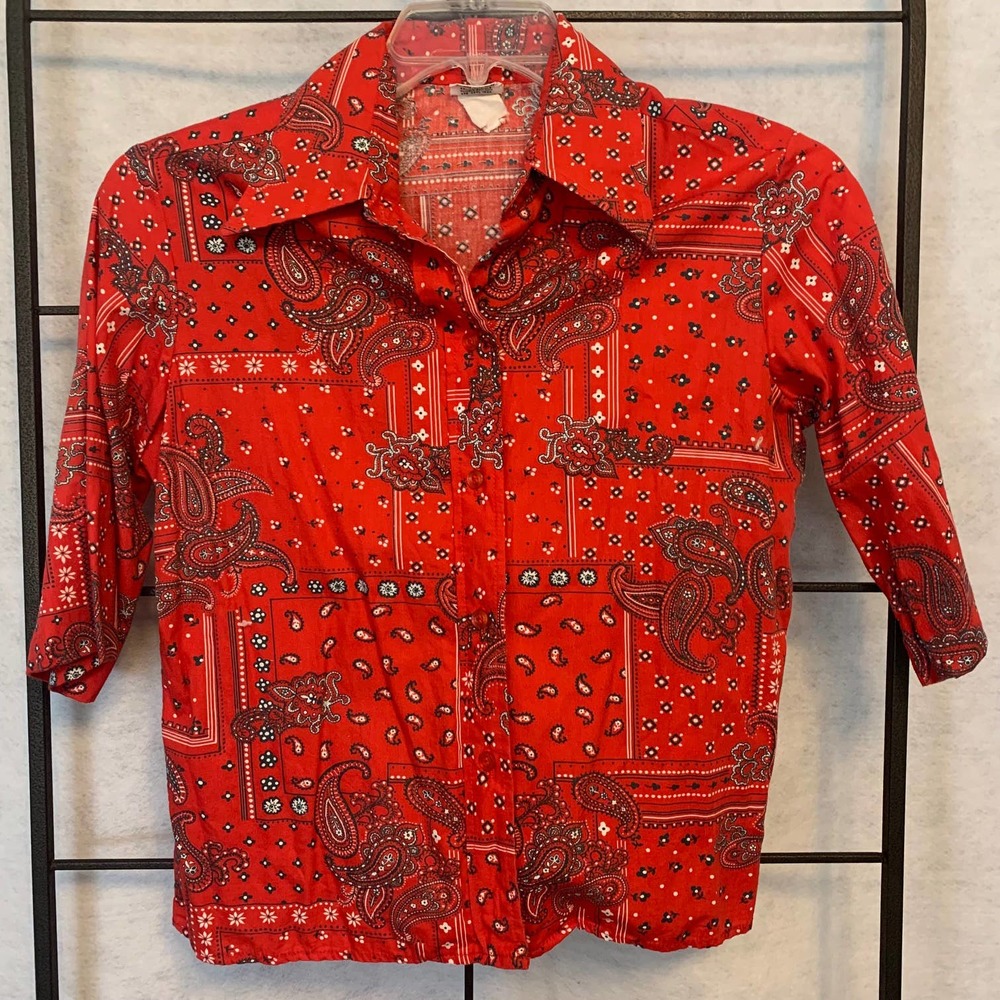 TERRY CHICAGO Vintage Red Bandana Paisley‎ Top